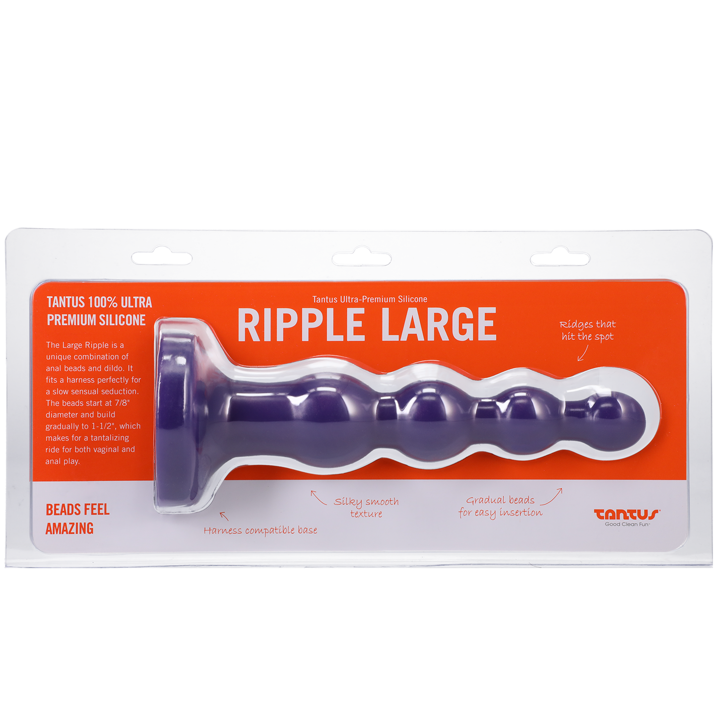 Tantus Ripple Large Silicone Butt Plug Midnight Purple