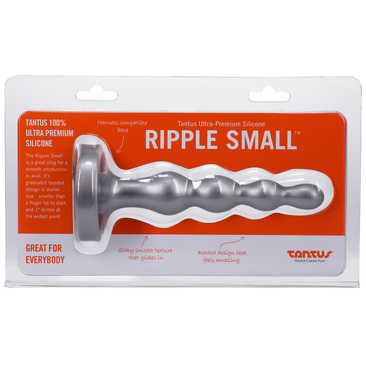 Tantus Ripple Small Silicone Butt Plug - Silver