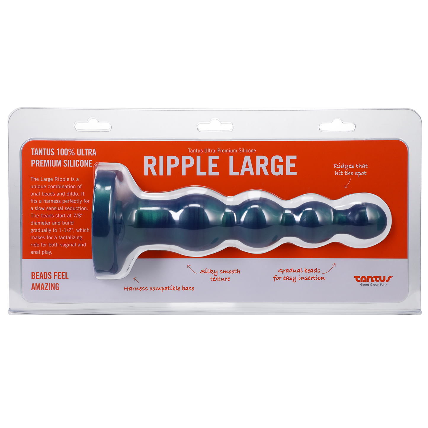 Tantus Ripple Large Silicone Butt Plug - Malachite