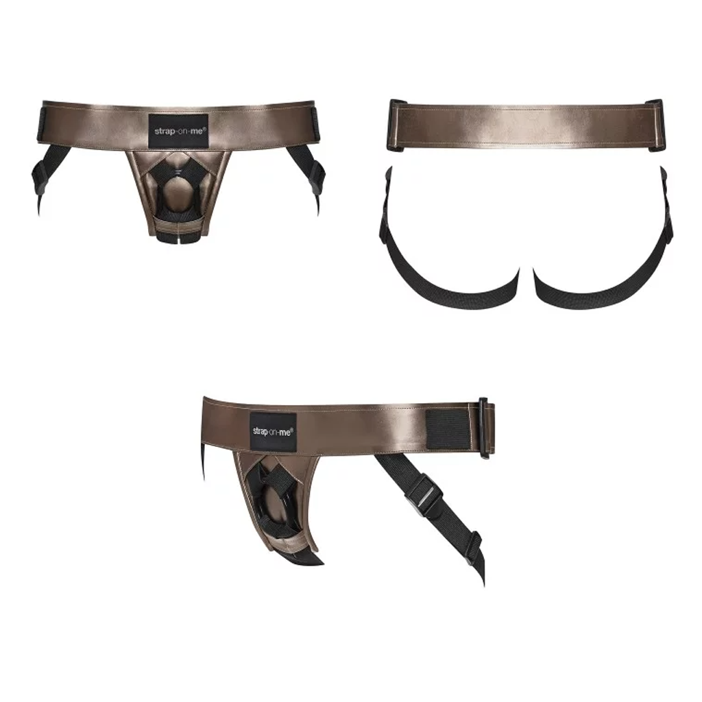 Strap On Me Leatherette Curious Harness - BRONZE