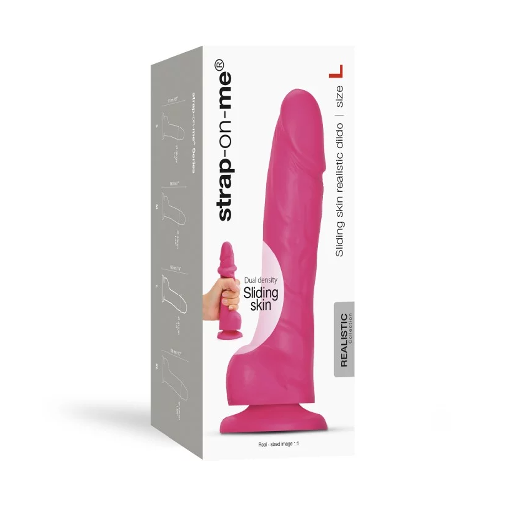 Strap On Me Sliding Skin Realistic Dildo Fuchsia - L