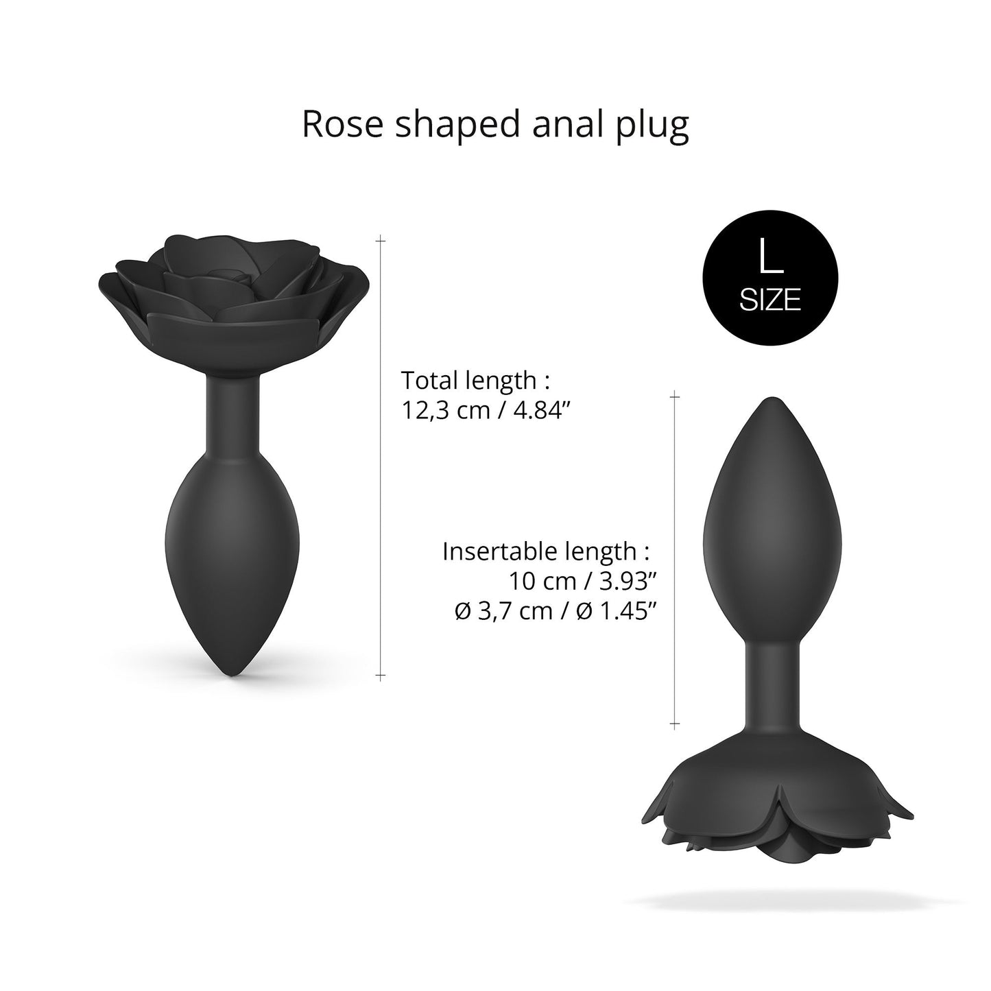Love To Love Open Roses Anal Plug Large - Black Onyx