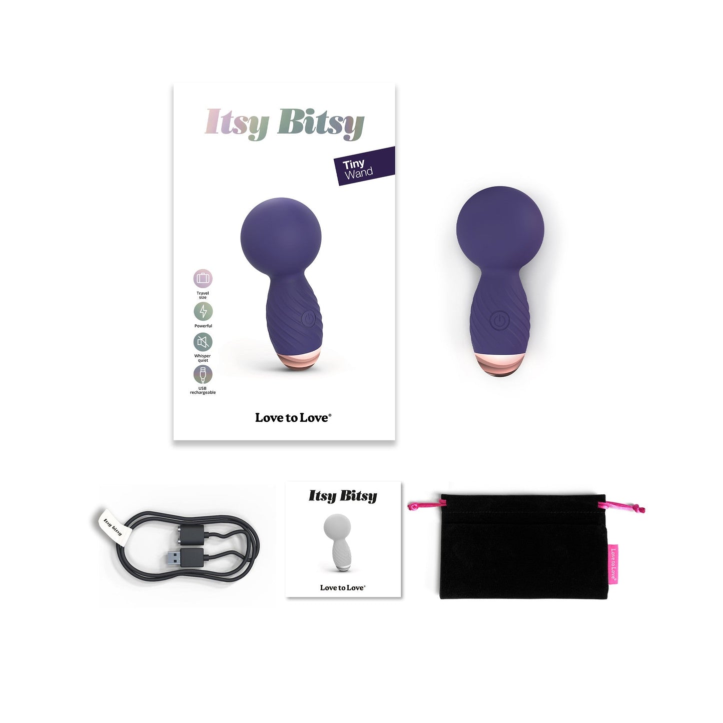 Love to Love Itsy Bitsy Mini Wand Vibrator - Midnight Indigo