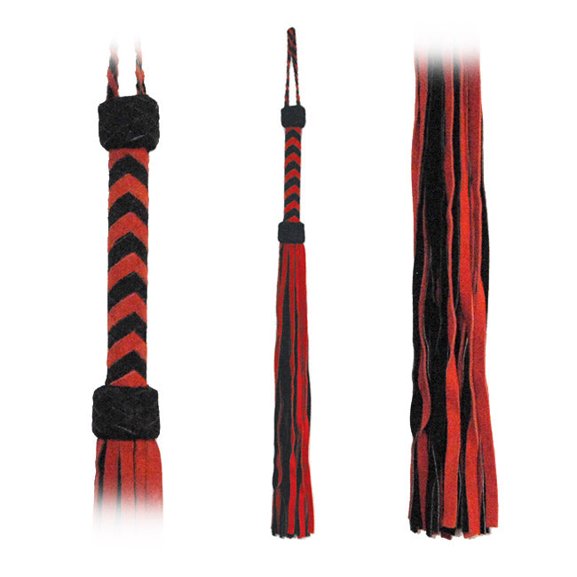 Fetissimo Suede Flogger 30 inches -Red/Black