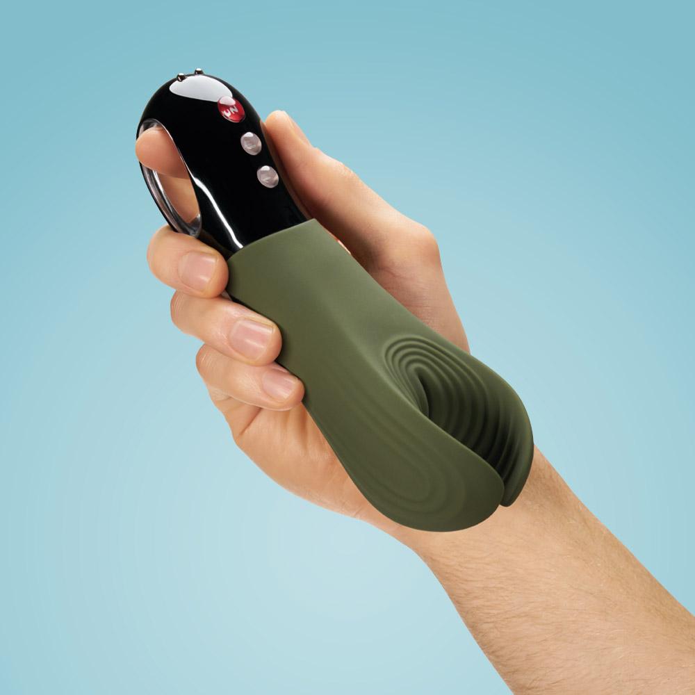 Fun Factory Manta Vibrating Stroker for Men Moss Green
