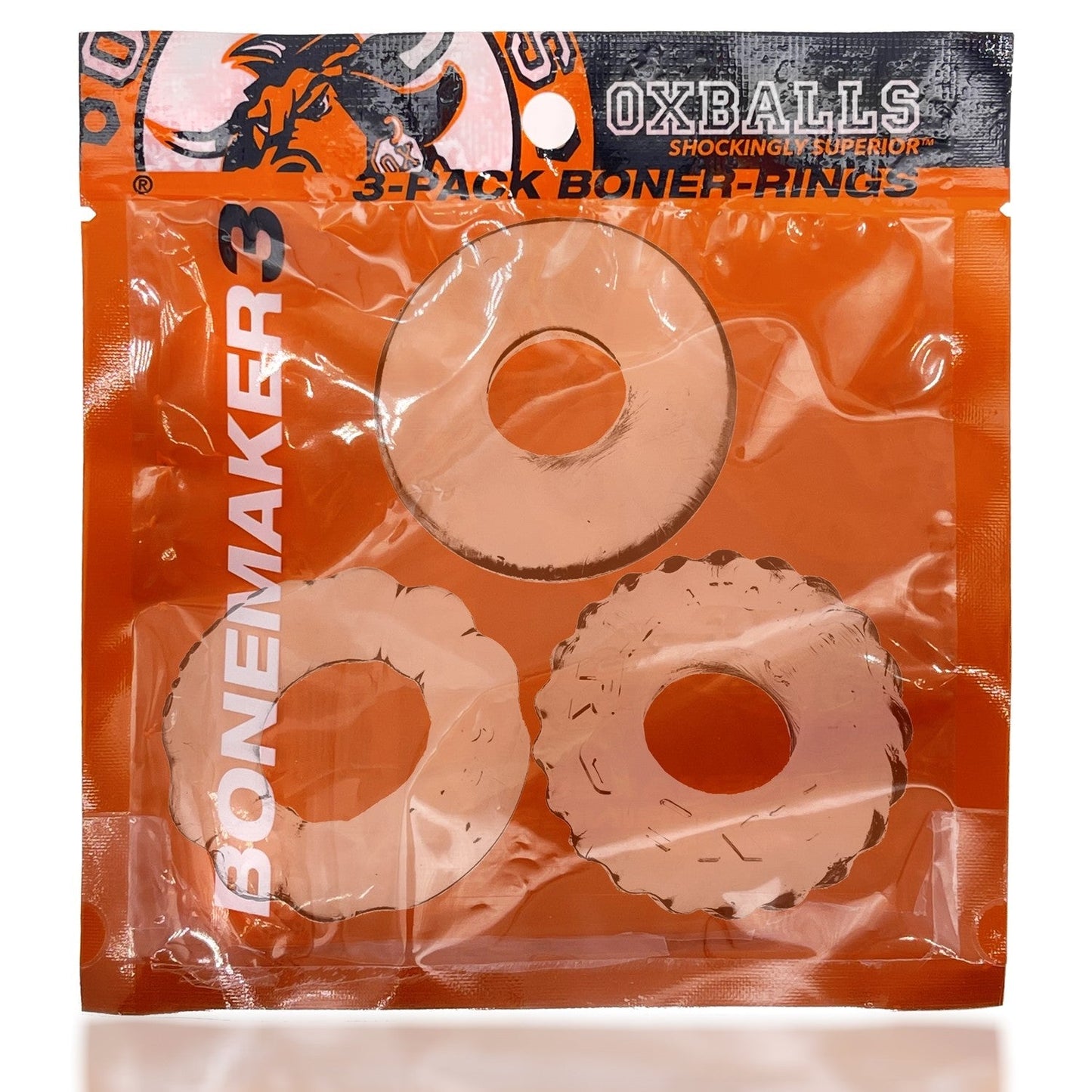Oxballs Bonemaker Cock Ring 3-Pack Clear