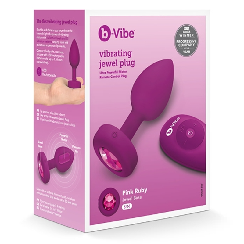 b-Vibe Vibrating Jewel Remote Control Plug | S/M | FUCHSIA