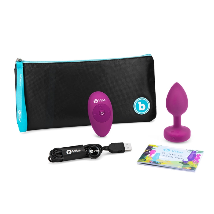 b-Vibe Vibrating Jewel Remote Control Plug | S/M | FUCHSIA