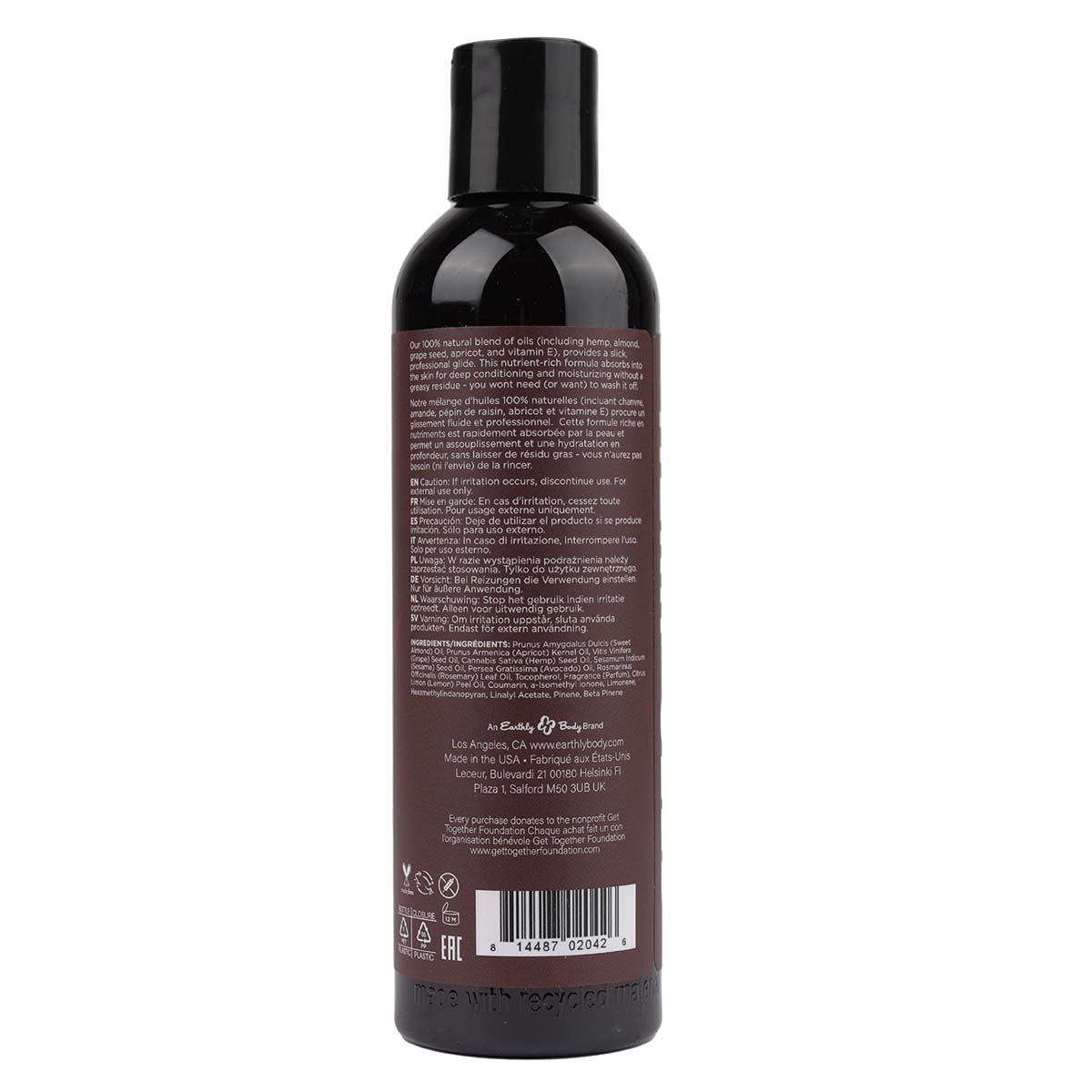 Earthly Body Hemp Seed Massage Oil Kashmir Musk 8 oz