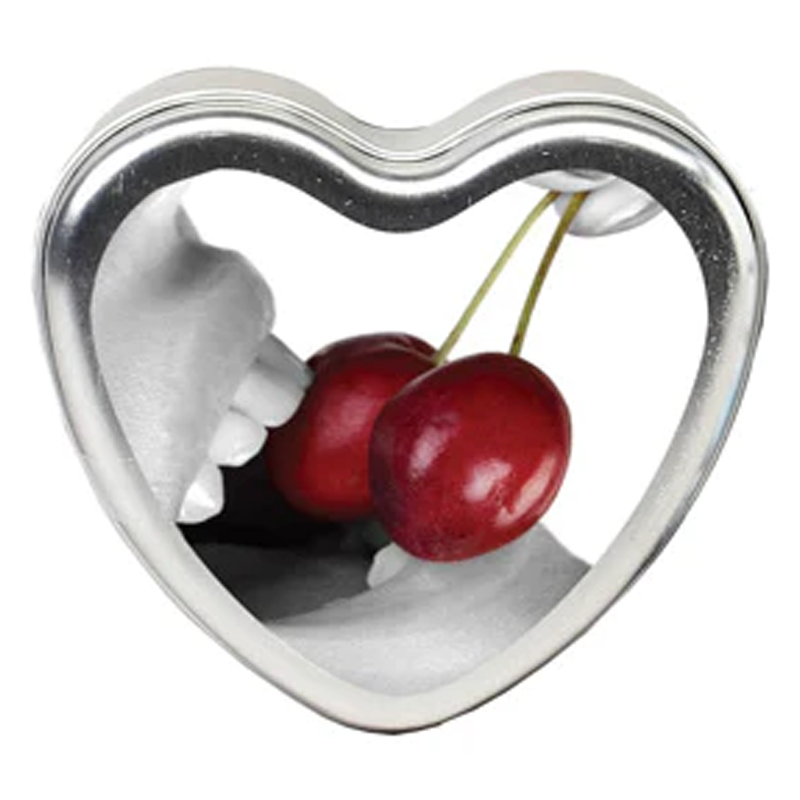 Earthly Body Heart Tin Edible Massage Candle- Cherry 4 oz / 113 g