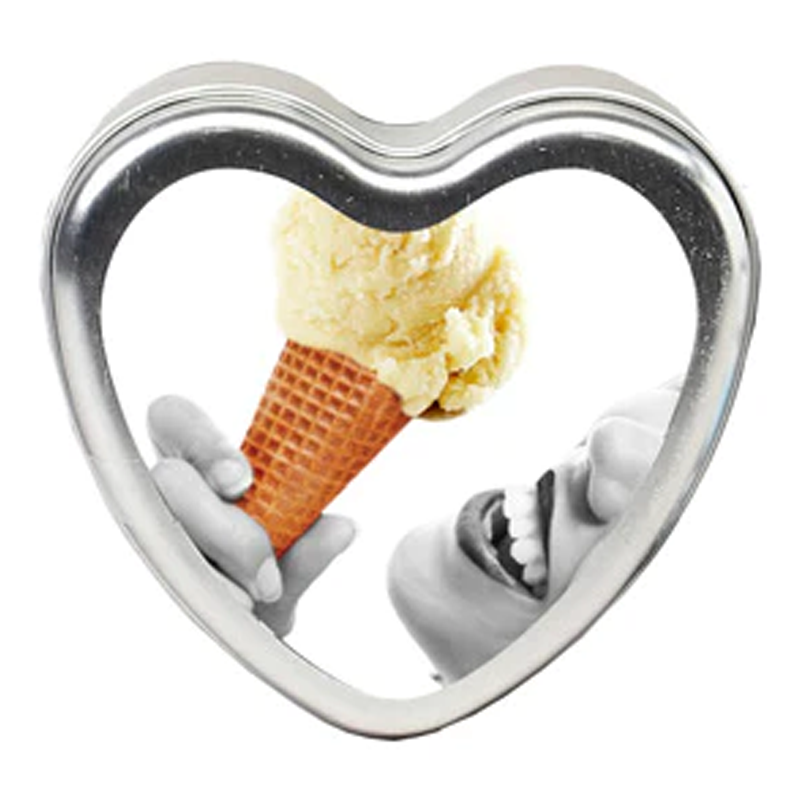 Earthly Body Heart Tin Edible Massage Candle- Vanilla 4 oz / 113 g
