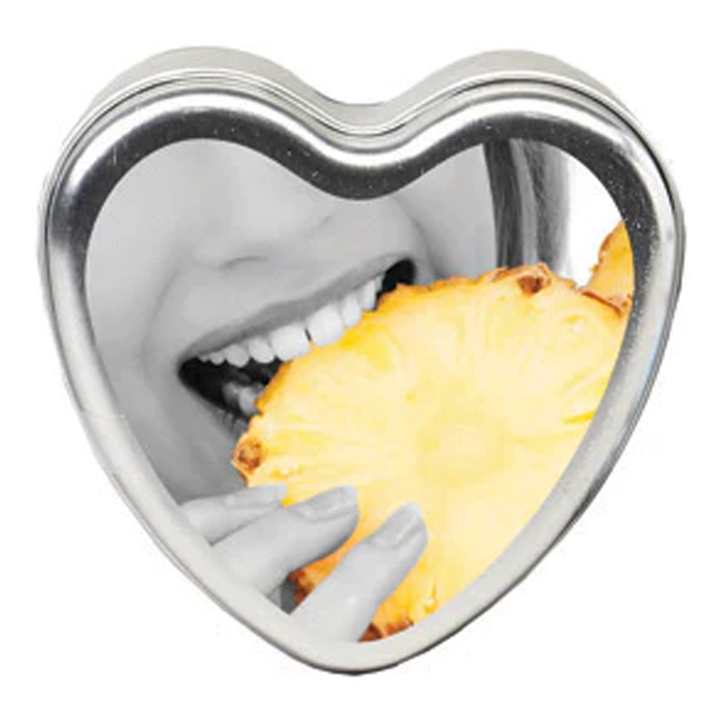 Earthly Body Heart Tin Edible Massage Candle- Pineapple 4 oz / 113 g