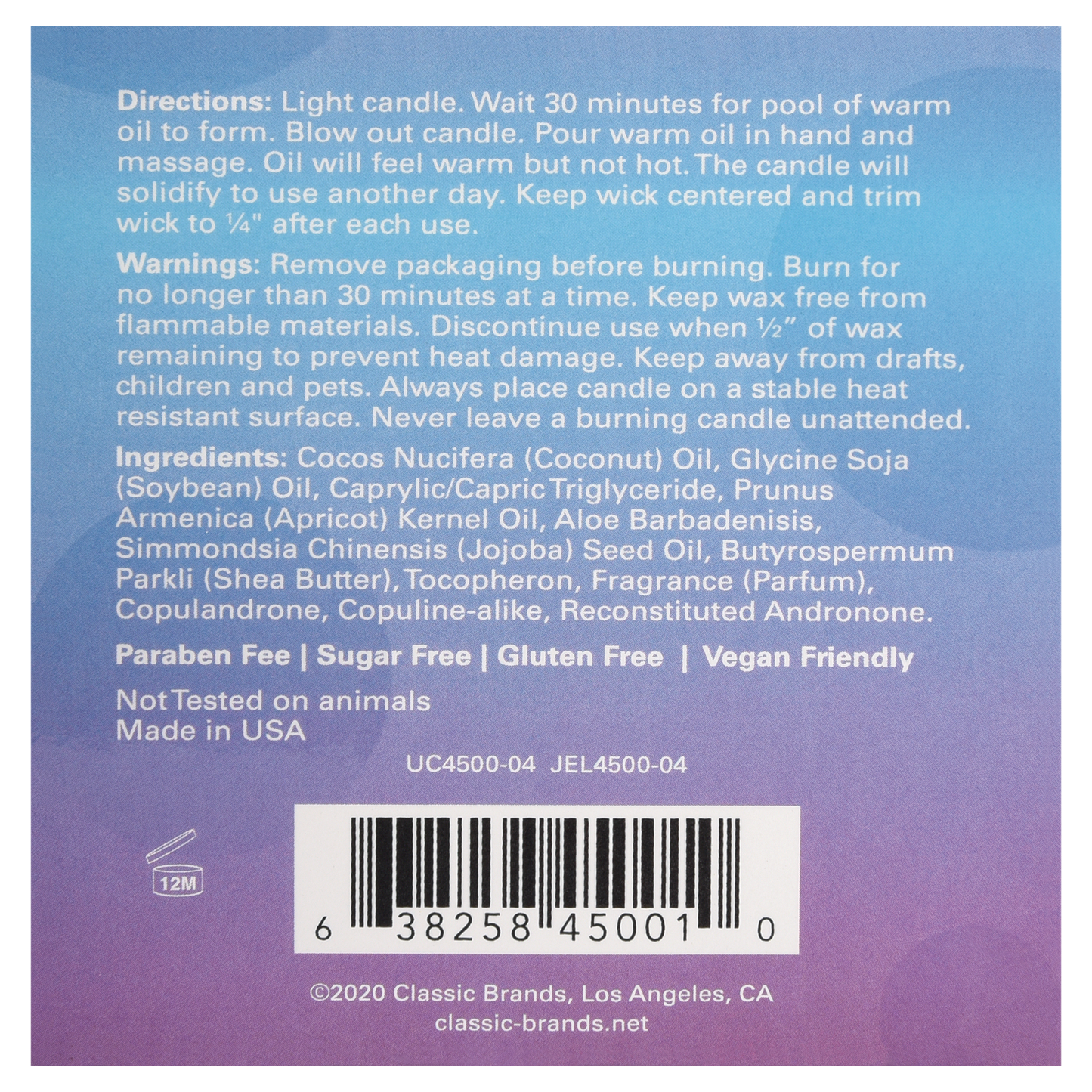 Jelique Massage Candle F*ck me Vanilla Sugar 4oz | 113g