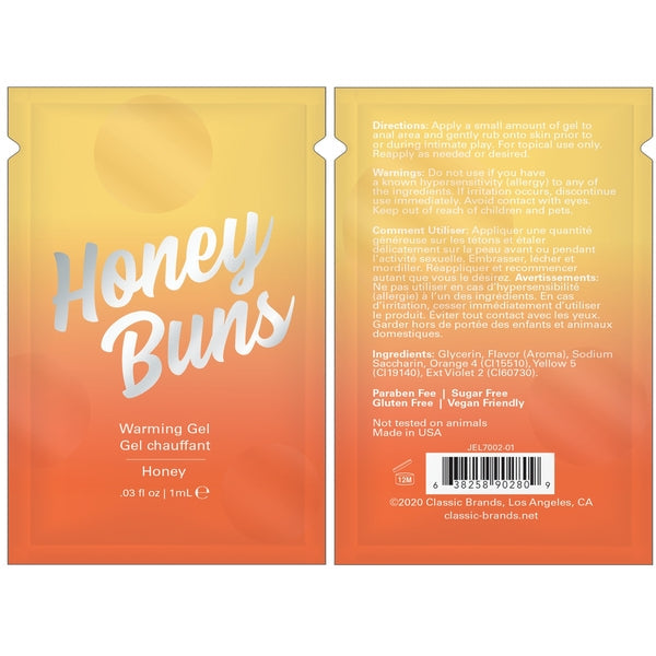Jelique Honey Buns Warming Gel - FOIL - 0.03 fl oz | 1 mL