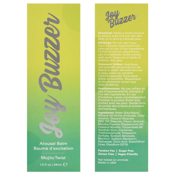 Jelique Joy Buzzer Mojito Twist Arousal Balm 1.5oz | 44mL