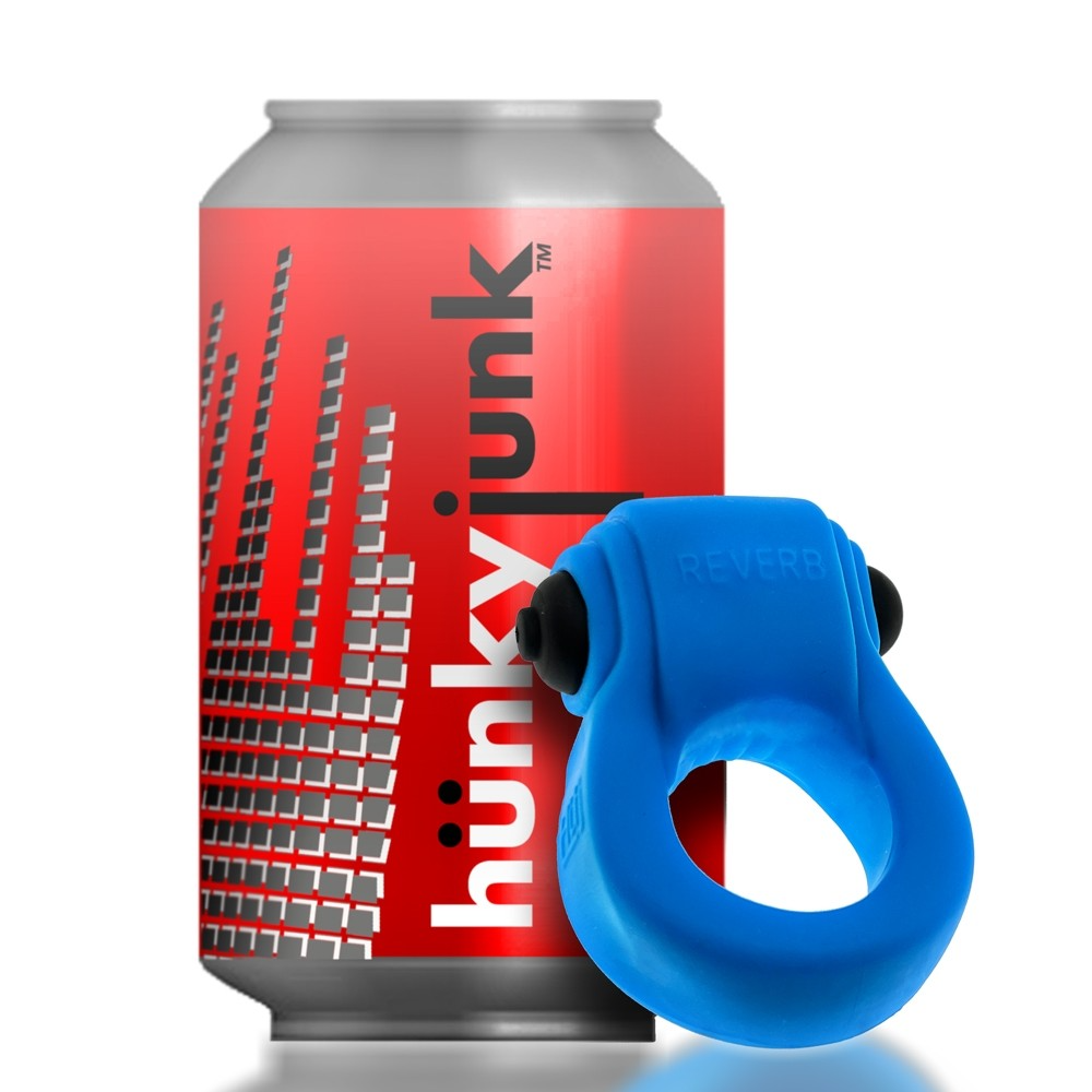 Hunky Junk REVRING, ring with vibe, TEAL ICE w/ Black Vibe