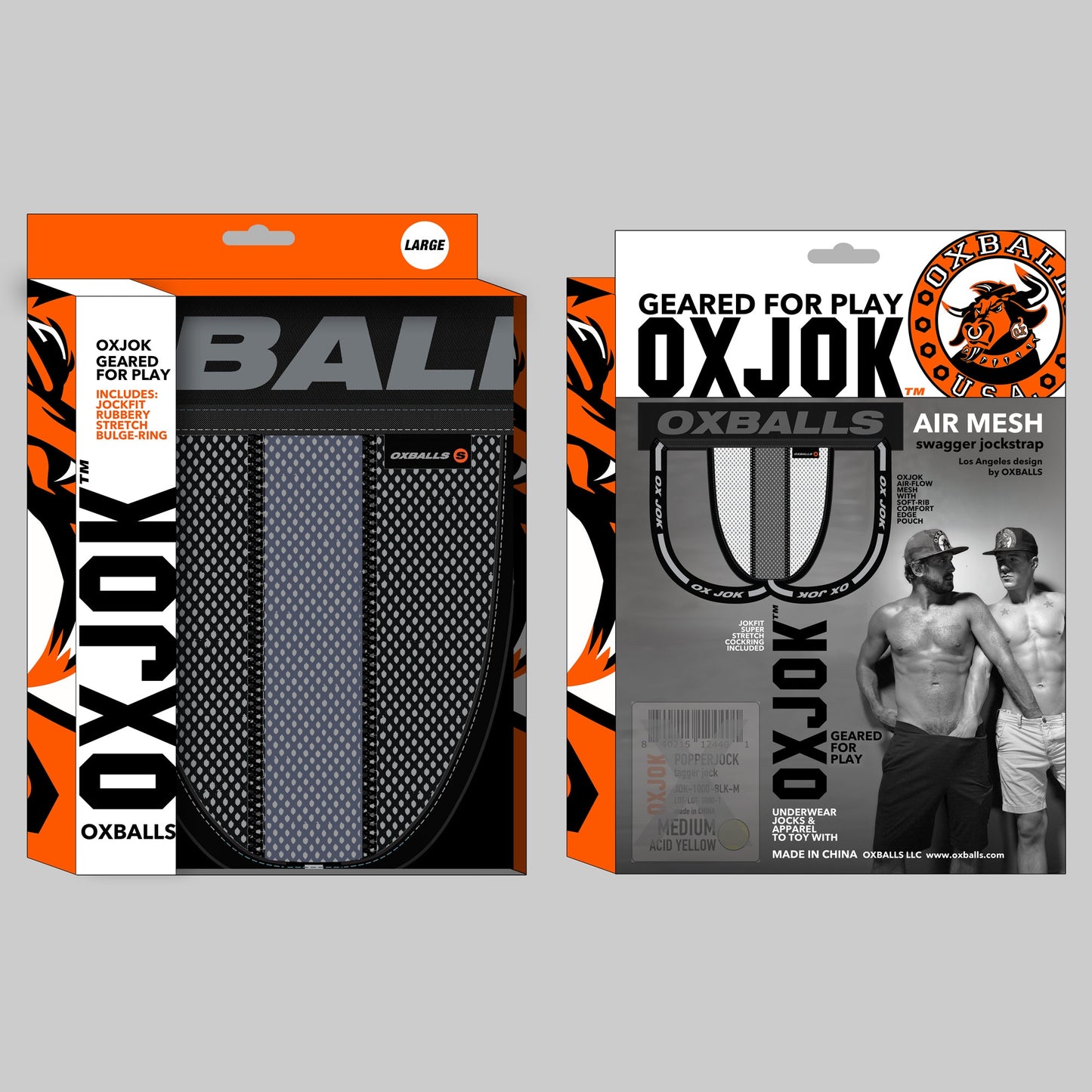 OX AIRMESH swagger J-Pouch jockstrap TAR BLACK, LARGE