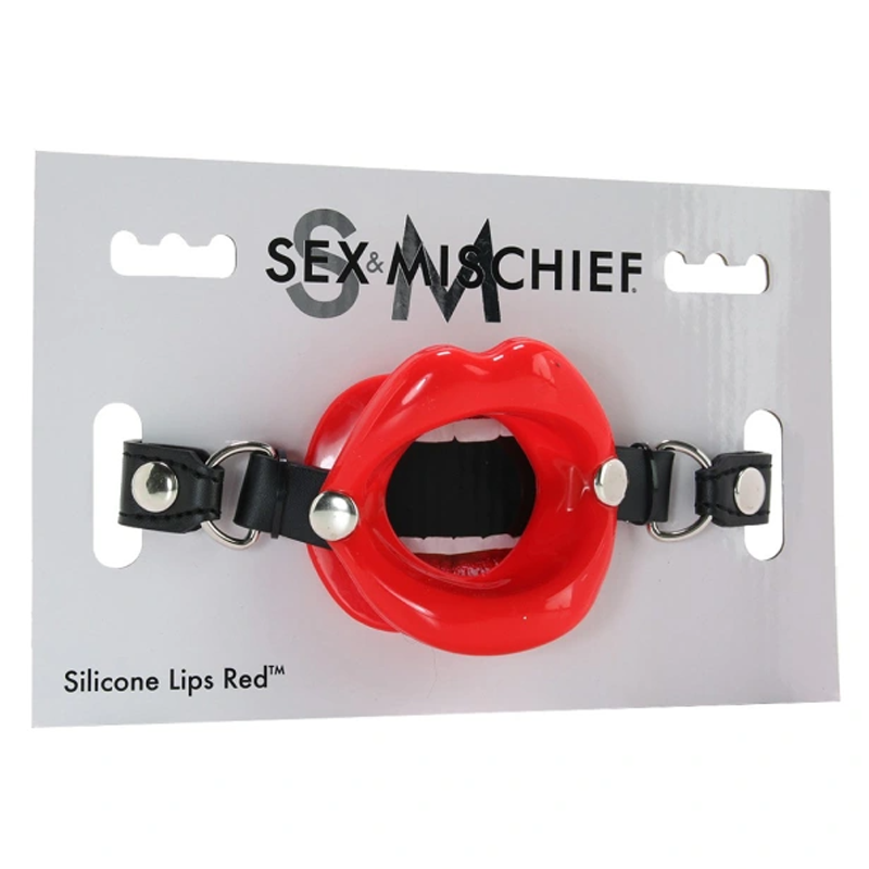 Sportsheets Silicone Lips Open Mouth Gag - Red