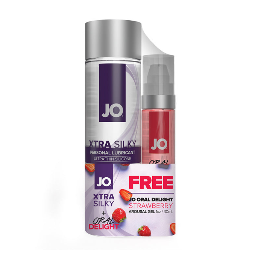 System JO Xtra Silky Silicone + JO Oral Delight Strawberry