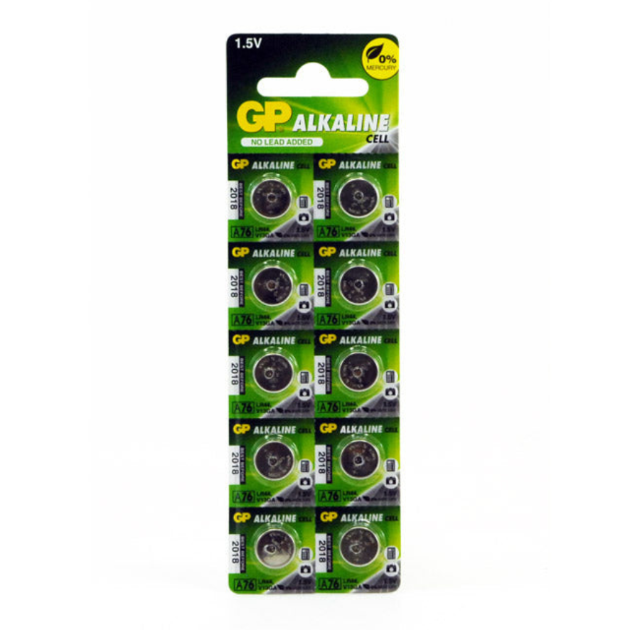 GP A76/LR44 Alkaline 10 Pack