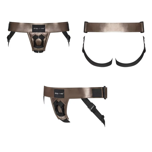 Strap On Me Leatherette Curious Harness - BRONZE