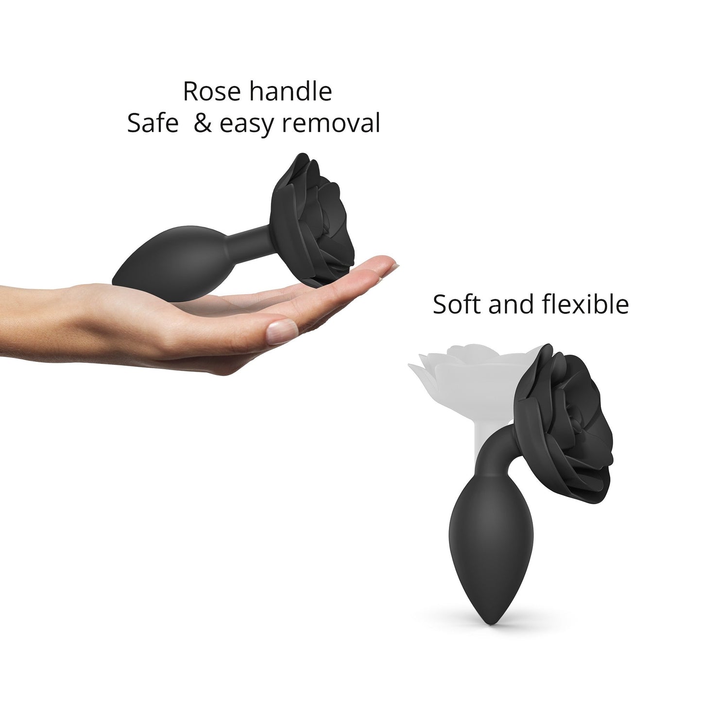 Love To Love Open Roses Anal Plug Large - Black Onyx