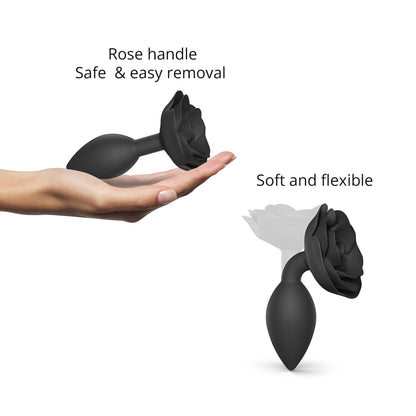Love To Love Open Roses Anal Plug Large - Black Onyx