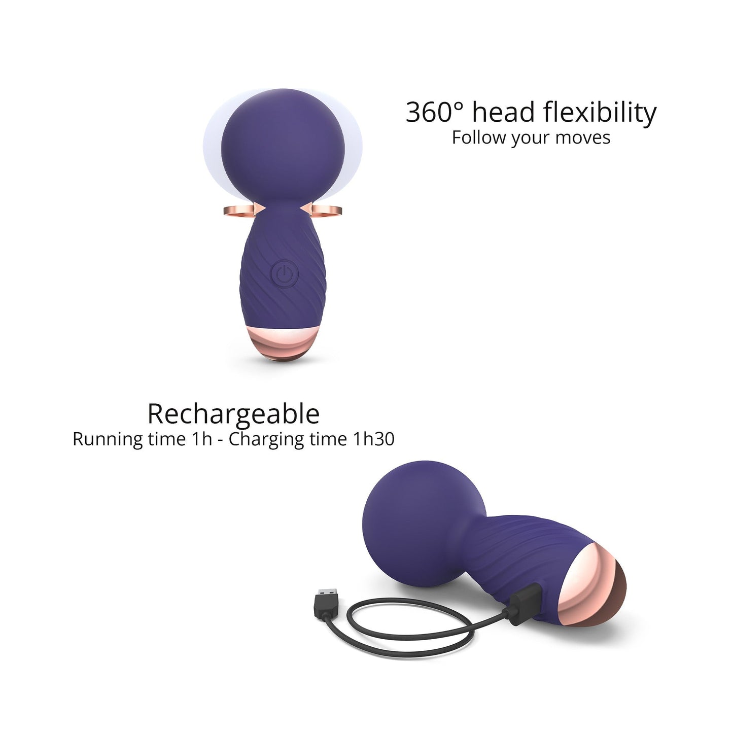 Love to Love Itsy Bitsy Mini Wand Vibrator - Midnight Indigo