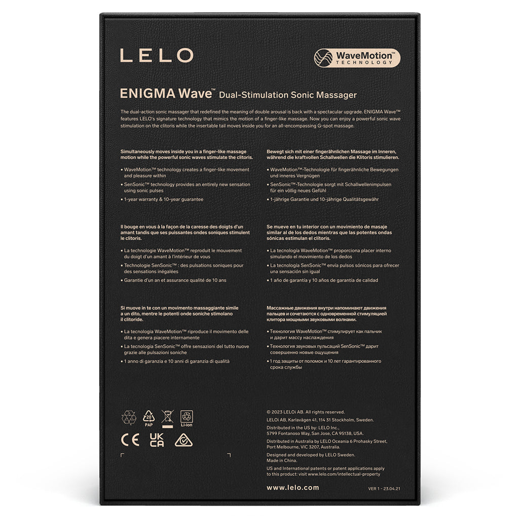 Lelo Enigma Wave Dual Stimulation Sonic Massager -  Black