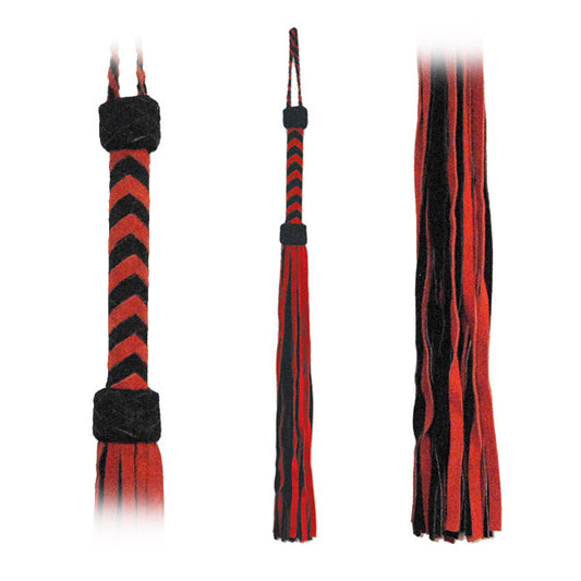 Fetissimo Suede Flogger 30 inches -Red/Black