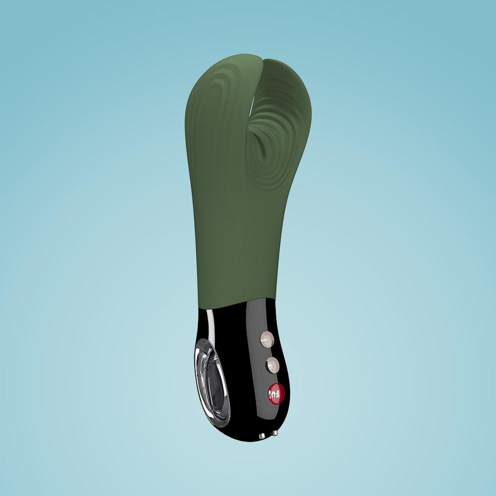 Fun Factory Manta Vibrating Stroker for Men Moss Green