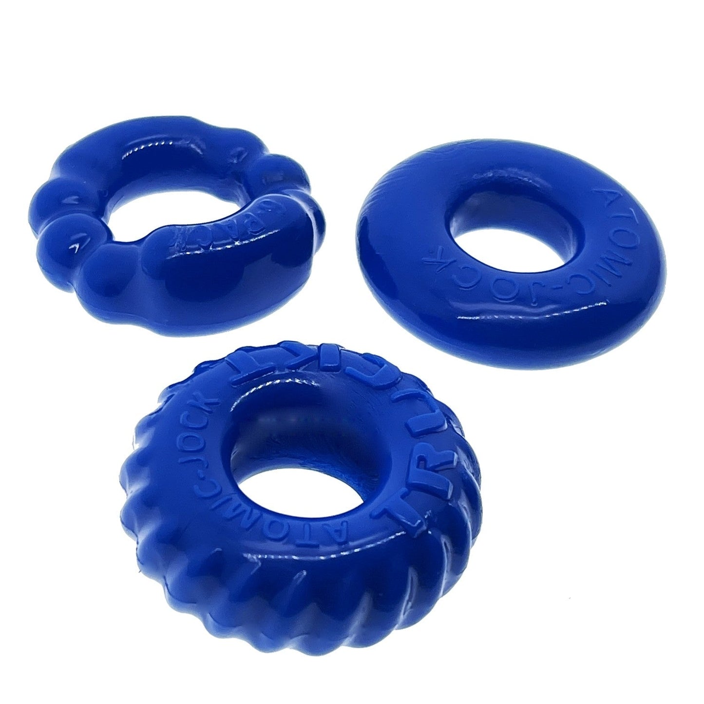 Oxballs Bonemaker Cock Ring 3-Pack - POOL BLUE