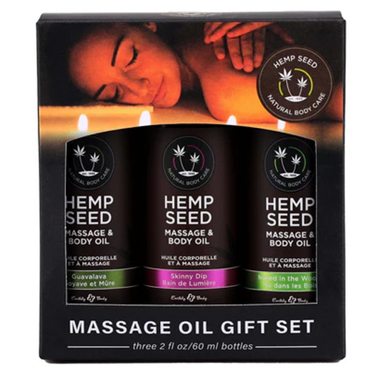 Earthly Body Massage Trio Oil Gift Set: Naked in the Woods, Skinny Dip, Guavalava 2 fl oz / 60 ml
