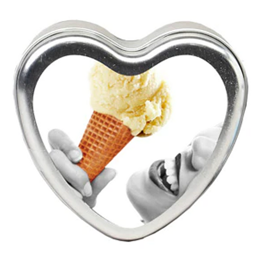 Earthly Body Heart Tin Edible Massage Candle- Vanilla 4 oz / 113 g