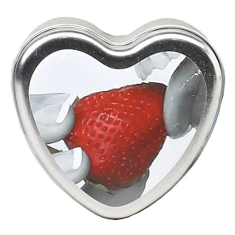 Earthly Body Heart Tin Edible Massage Candle-  Strawberry 4 oz / 113 g