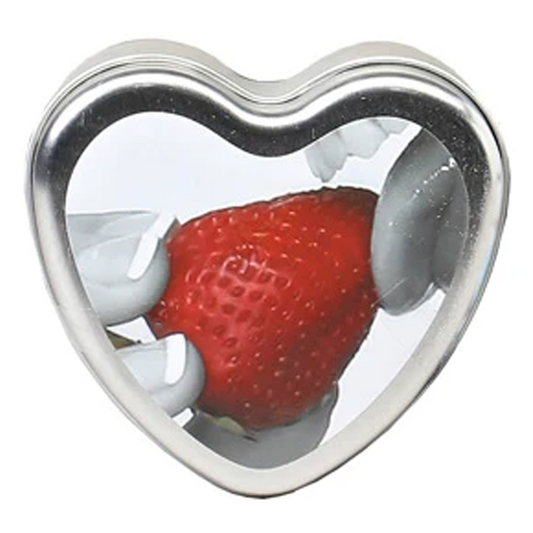 Earthly Body Heart Tin Edible Massage Candle-  Strawberry 4 oz / 113 g