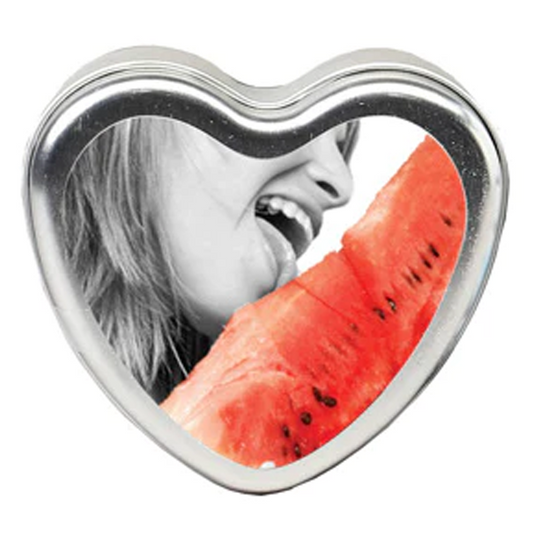 Earthly Body Heart Tin Edible Massage Candle- Watermelon 4 oz / 113 g