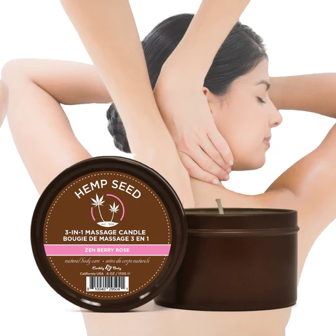 Earthly Body 3-in-1 Massage Candle Zen Berry Rose 6 oz / 170 g