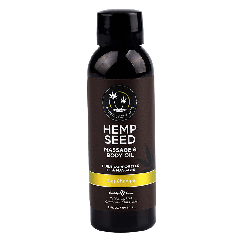 Earthly Body Hemp Seed Massage Oil Nag Champa 2 fl oz / 60 ml