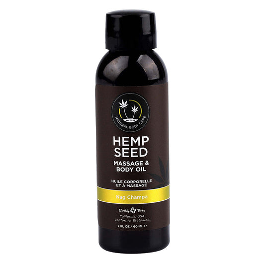 Earthly Body Hemp Seed Massage Oil Nag Champa 2 fl oz / 60 ml