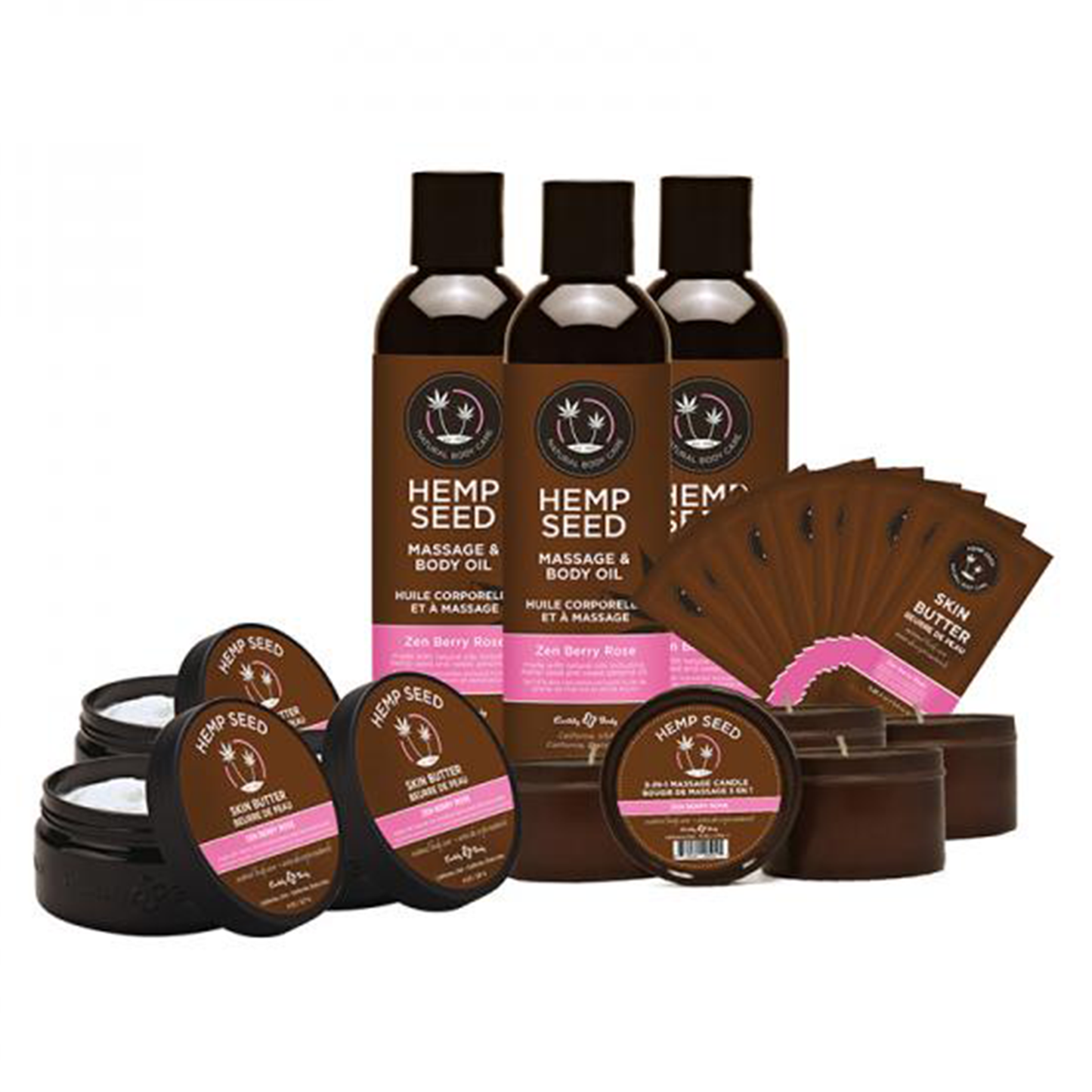Earthly Body Fragrance Prepack Zen Berry Rose 3 Skin Butter & Massage Oil 8 fl oz / 237 ml