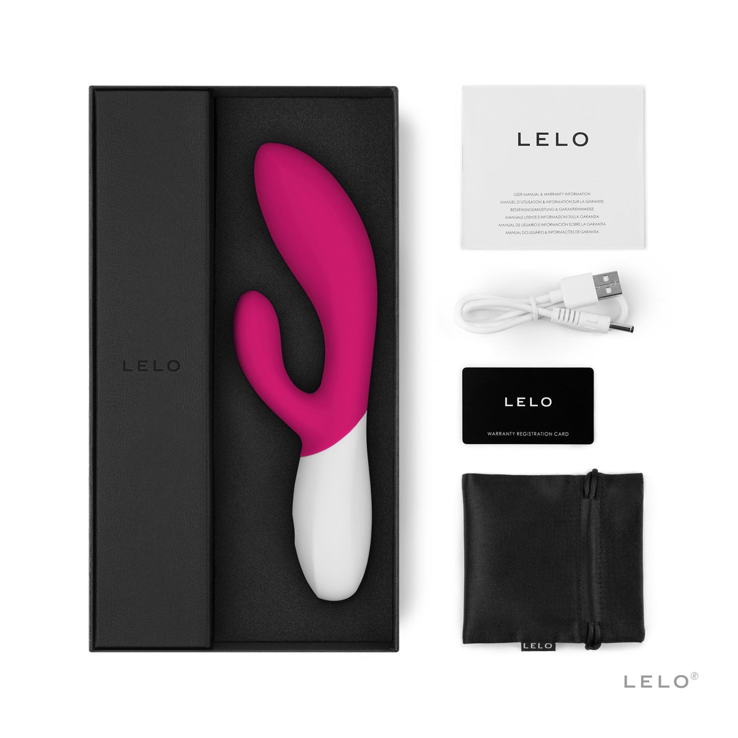 Lelo Ina Wave 2 Rabbit Vibrator Cerise