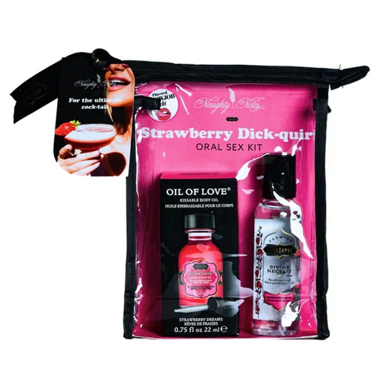 Kama Sutra Strawberry Dick-quiri Oral Sex Cocktail Kit - 2oz Divine Nectar / .75oz Oil of L
