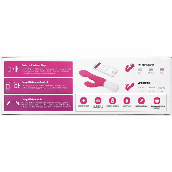 Lovense Nora Bluetooth Rabbit Vibrator - PINK