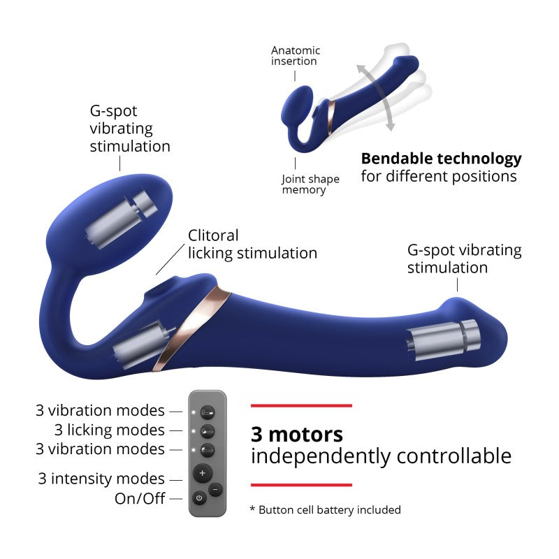 Strap On Me Multi Orgasm Bendable Strap-on - M - Blue