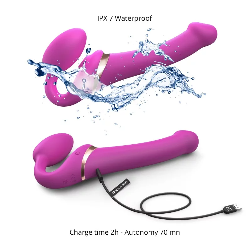 Strap On Me Multi Orgasm Bendable Strap-on - M - Fuchsia