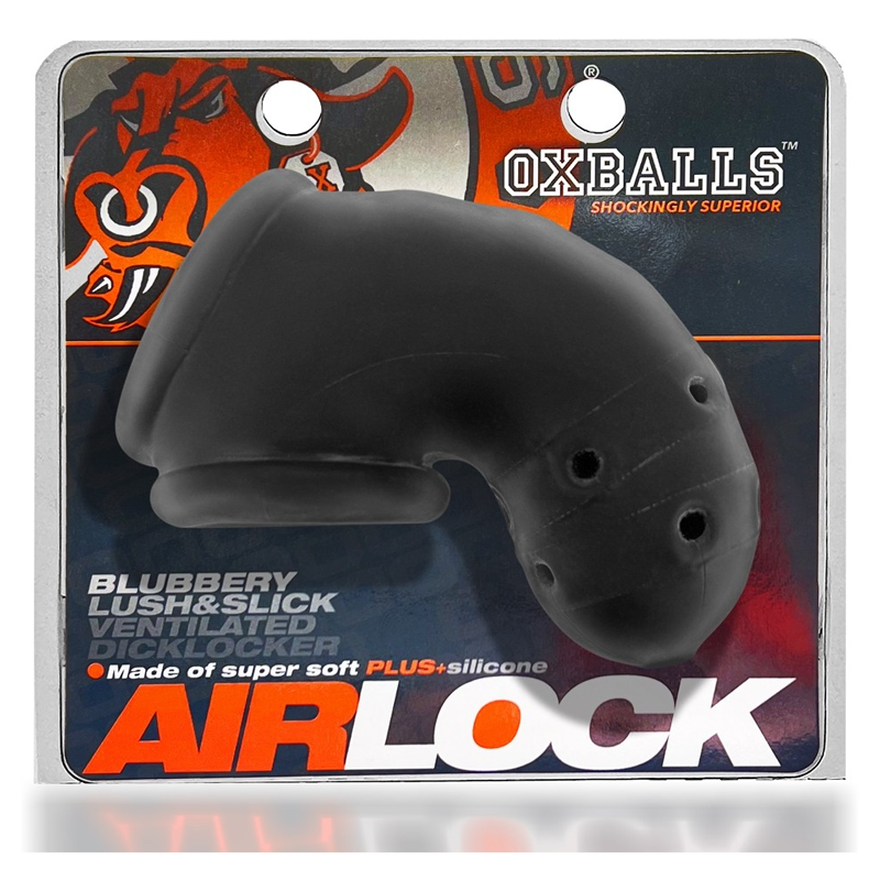 Oxballs Airlock Chastity Cage - Black Ice