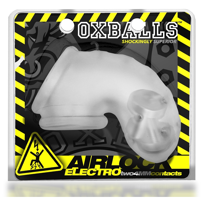 Oxballs Airlock Electro Chastity Cage - Clear Ice
