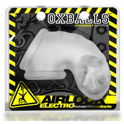 Oxballs Airlock Electro Chastity Cage - Clear Ice