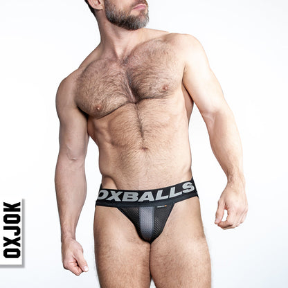 OX AIRMESH swagger J-Pouch jockstrap TAR BLACK, X-LARGE